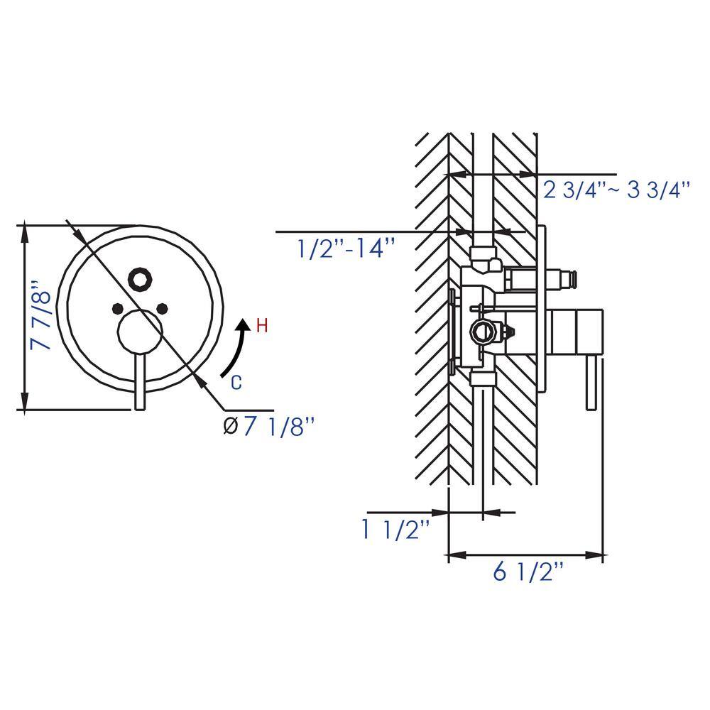 Polished Chrome Round Shower Mixer with Diverter