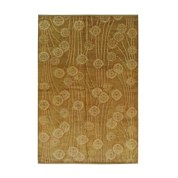 EORC Brown Handmade Wool Transitional Ningxia Rug, 8' x 10'