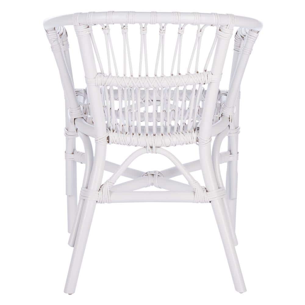 Sustainably Sourced White Rattan Accent Chair Set
