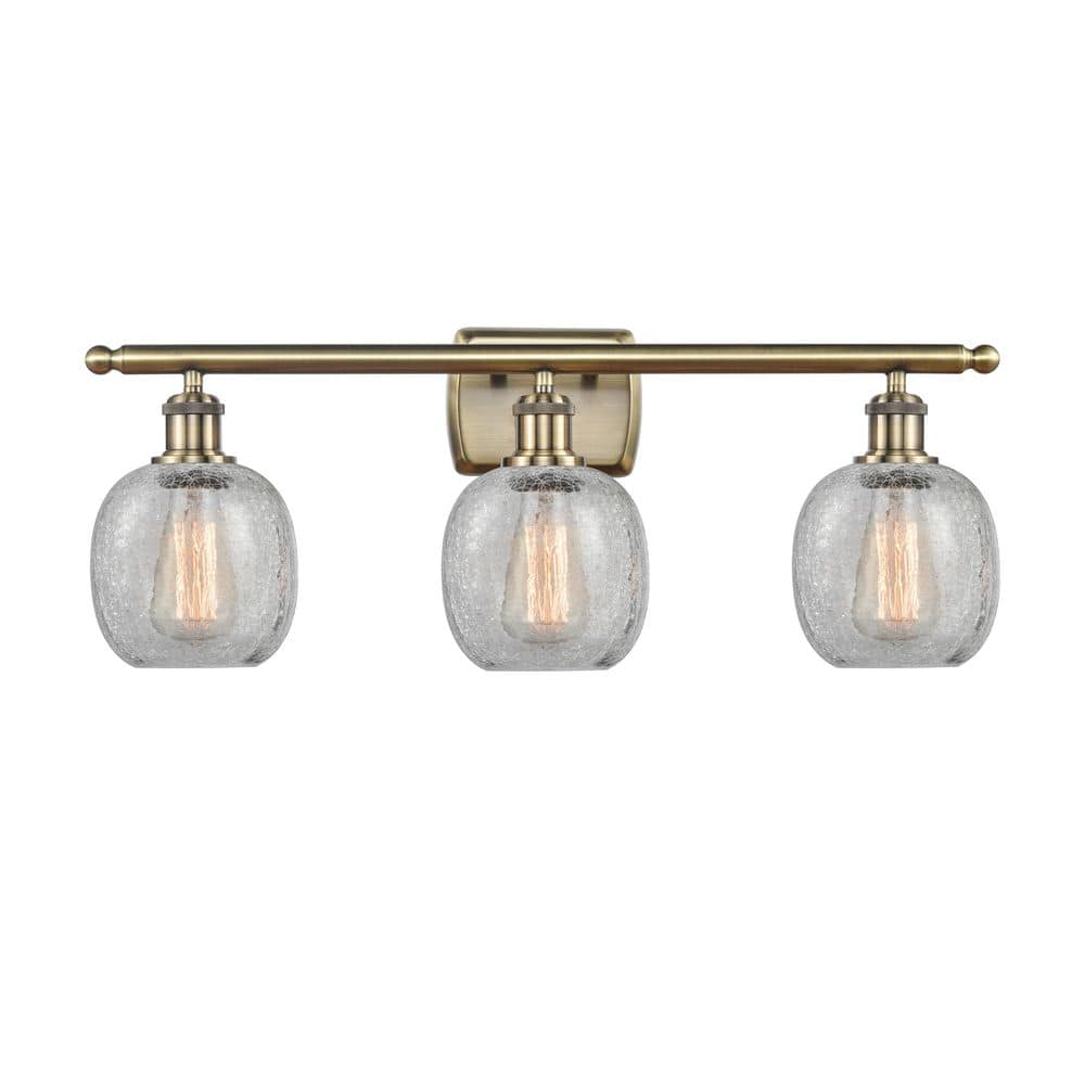 Belfast 26 in. 3-Light Antique Brass Vanity Light with Glass Shade price history on PriceWatchPro