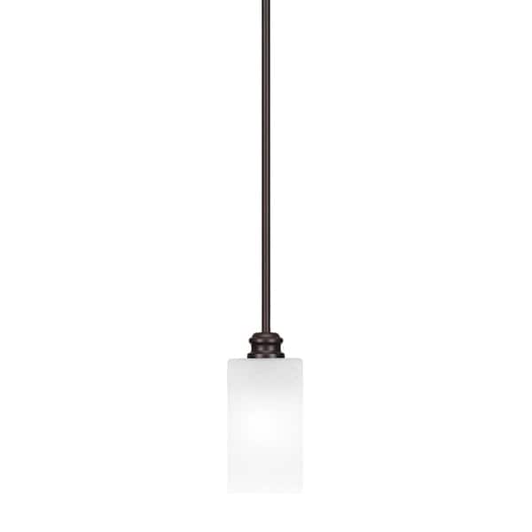 Unbranded Albany 60-Watt 1-Light Espresso Shaded Pendant Light with Square White Marble Glass Shade, No Bulbs Included
