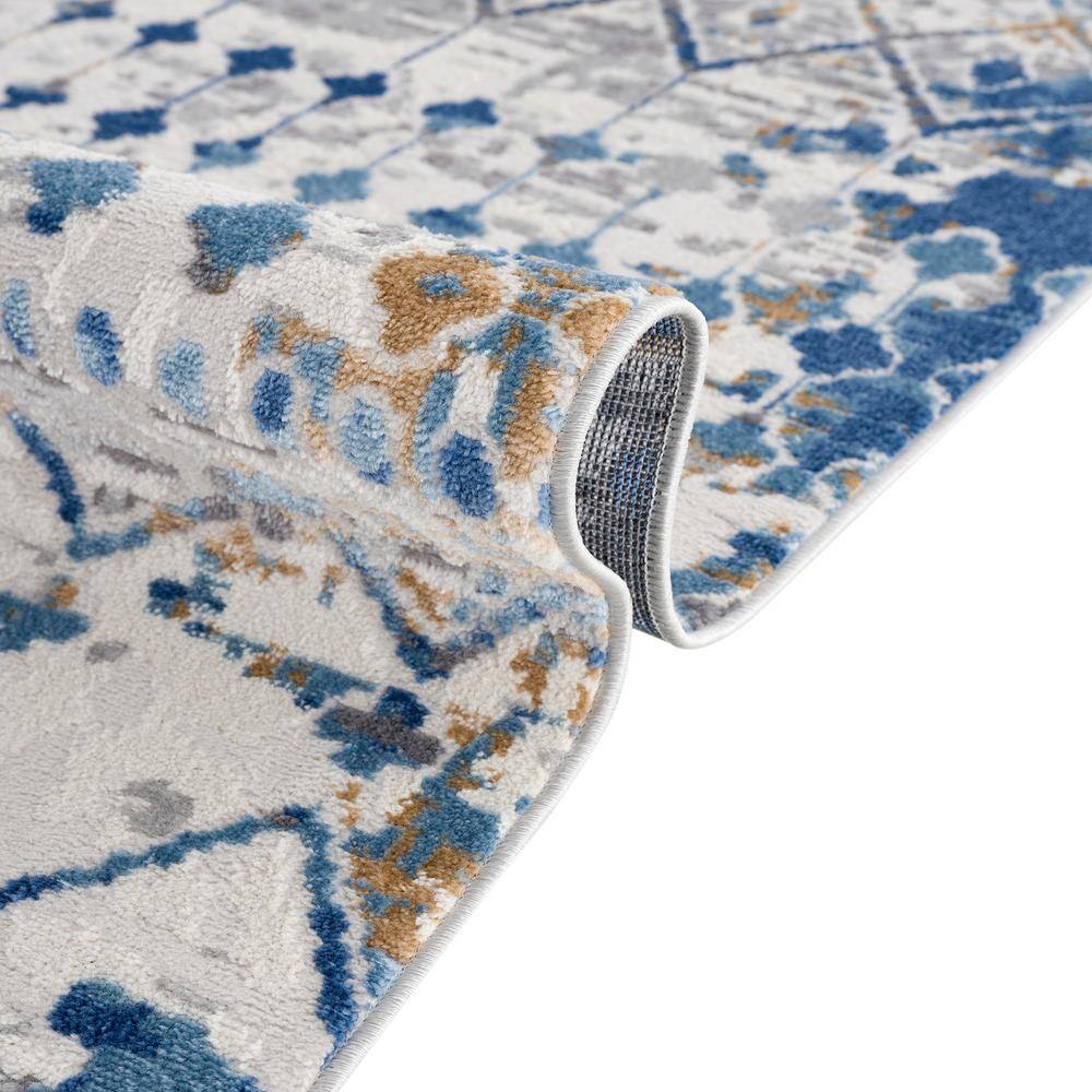 Gold and Cream Rectangular 6' x 9' Easy Care Synthetic Area Rug