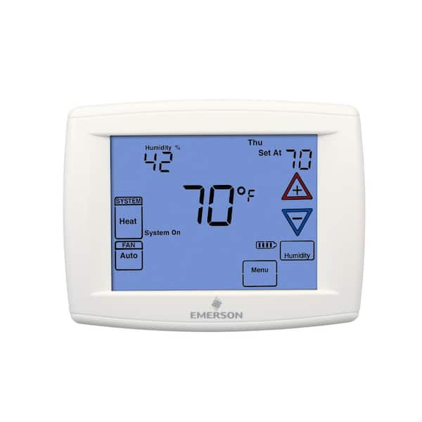 Emerson 90 Series Blue, 7 Day Programmable, Univeral (4H/2C) Touchscreen Thermostat with Humidity Control