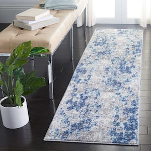Aston Navy/Gray 2 ft. x 13 ft. Abstract Distressed Runner Rug