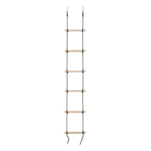 Machrus Swingan 6 Steps Gymnastic Climbing Rope Ladder with black rope Fully Assembled