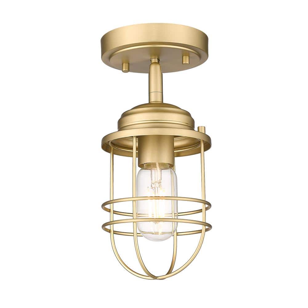 Brushed Champagne Bronze Glass Semi-Flush Mount Light