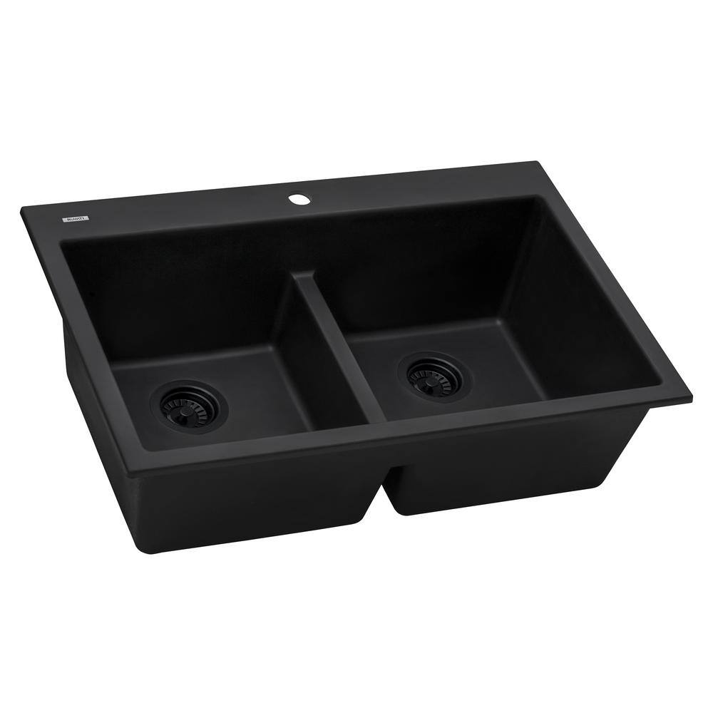 Ruvati 33 in. x 22 in. Double Bowl Drop-in Granite Composite Kitchen ...