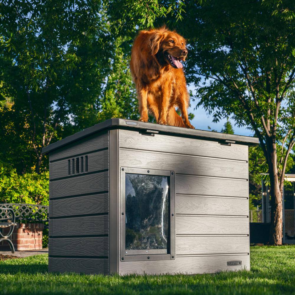 Lifetime Deluxe Beige and Gray HDPE Large Dog House