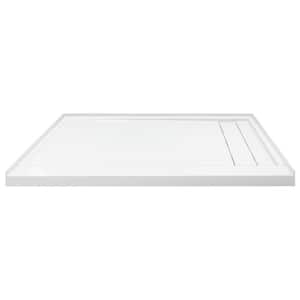 Linear 30 in. x 60 in. Single Threshold Shower Base with a Right Drain in White