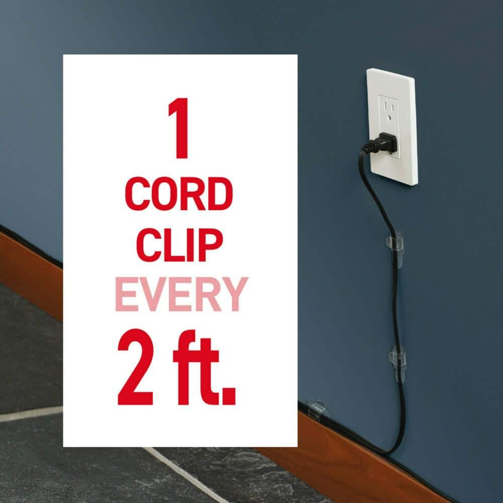 Clear Self-Adhesive Round Cord Clips, 10 Pack