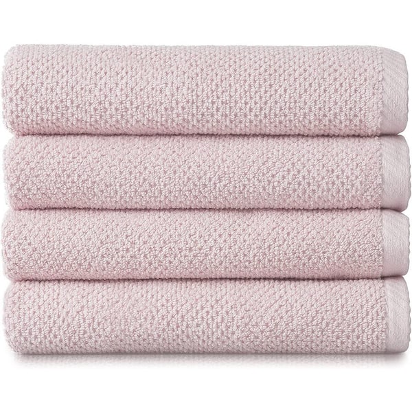THE CLEAN STORE 100% Cotton PINK POPCORN BATH TOWELS - (4 Pack)