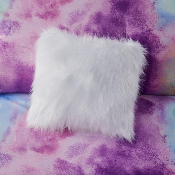 Lavender faux fur online pillow