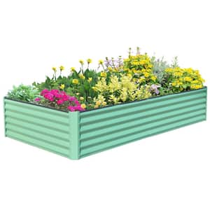 96 in. x 48 in. x18 in. Green Metal Raised Garden Bed