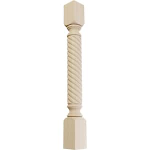 3-3/4 in. x 3-3/4 in. x 35-1/2 in. Unfinished Rubberwood Hamilton Rope Cabinet Column