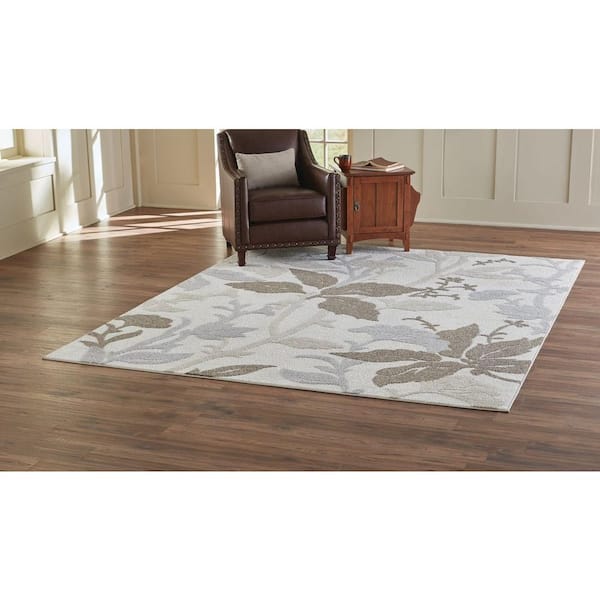 Blooming Flowers Ivory 8 ft. x 10 ft. Area Rug