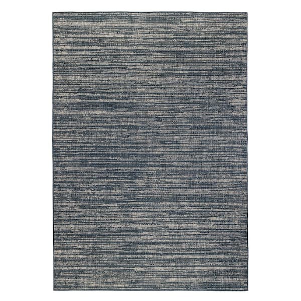 Maryland 8x10 Area Rug Blue Polypropylene Rectangle Low Pile Striped Pattern Rugs for Living Room Dining Room Bedroom