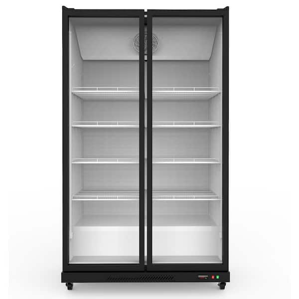 28 cu. ft. Commercial Beverage Refrigerator Upright Beverage Display Cooler in Black with Double Door