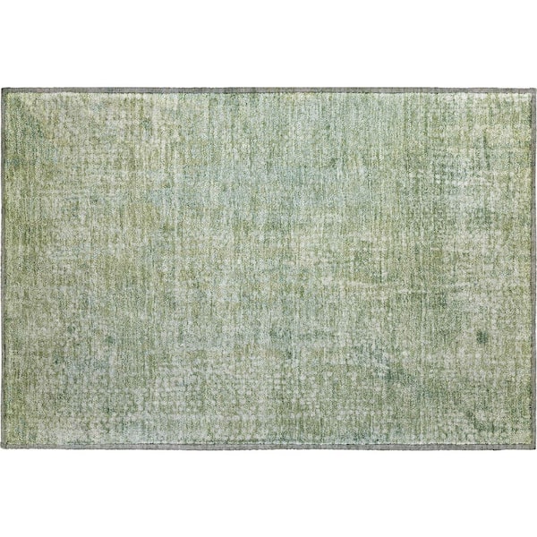 Mayfield Premium Machine Washable Abstract AMF2087 Green 2 ft. x 3 ft. Accent Rug
