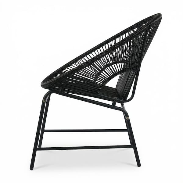 Noble House Nusa Black Faux Rattan Outdoor Patio Club Chair (2