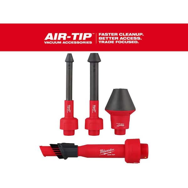 Milwaukee AIR-TIP 1-1/4 in. - 2-1/2 in. Conduit Line Puller Attachment and 2-IN-1 Utility Brush For Wet/Dry Shop Vacuums (4-Piece)