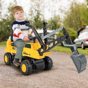 Kids Ride on Excavator Digger Electric Construction Vehicles with Lights and Music