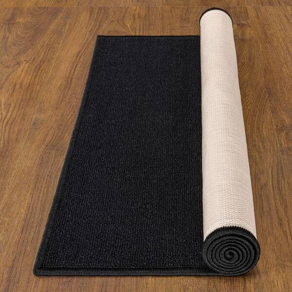 Ottomanson Ottohome Collection Solid Design Black 2 ft. 3 in. x 3 ft. Area Rug