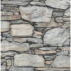 Cesar Grey Stone Wall Paper Strippable Roll (Covers 56.4 sq. ft.)