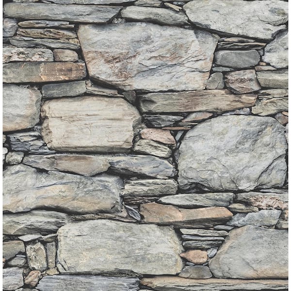 A-Street Prints Cesar Grey Stone Wall Paper Strippable Roll (Covers 56.4 sq. ft.)