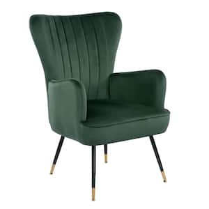 velvet winged armchair