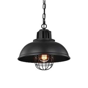Almonte 13 in. 1-Light Indoor Black Pendant Light with Light Kit