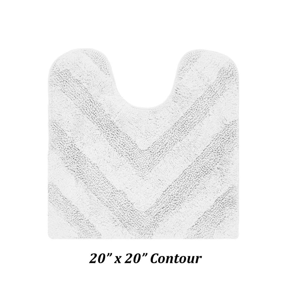 White Cotton U-Shaped Non-Slip Contour Bath Rug