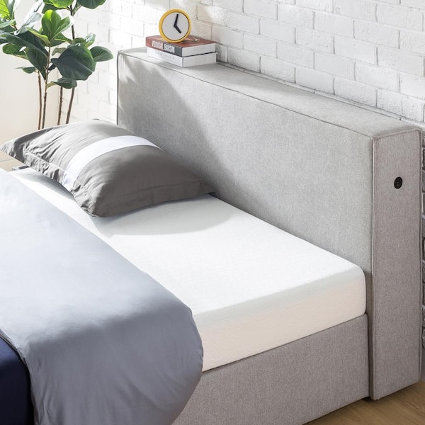 Full Platform Bed Frame, Light Grey Bed Frame And Headboard
