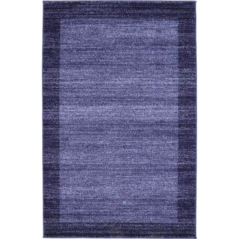 Navy Blue Tufted Rectangular Synthetic Area Rug