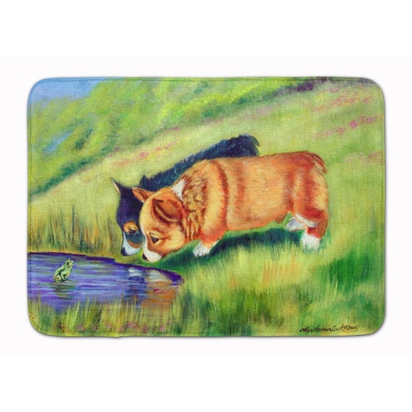 Caroline's Treasures 19 in. x 27 in. Corgi Machine Washable Memory Foam Mat