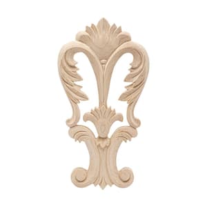 5/8 in. x 5-1/4 in. x 9-7/8 in. Unfinished Hand Carved American Hard Maple Wood Acanthus Applique and Onlay Moulding