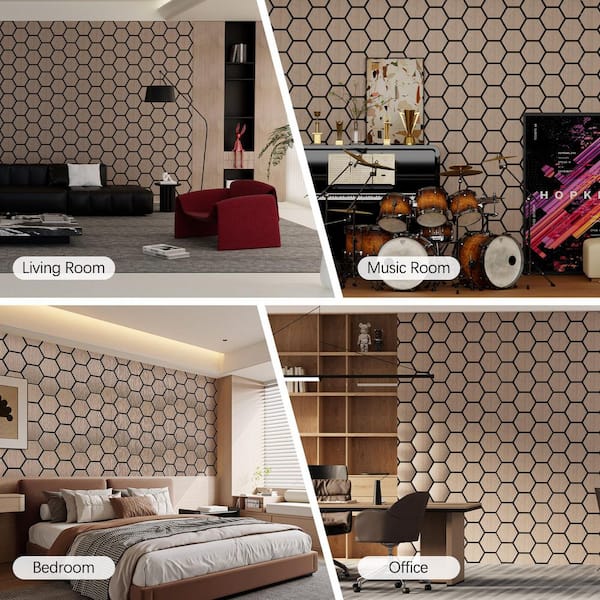 Owndeign 0.7 in. x 2 ft. x 2.5 ft. Walnut Wood Acoustic Panels