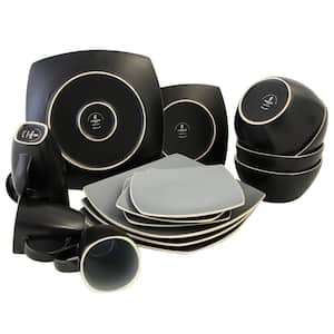 Soho Lounge 16-Piece Contemporary Gray Stoneware Dinnerware Set (Service for 4)