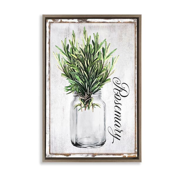 Stupell Industries Rustic Garden Rosemary by Creatif Belle Brown Floater Frame Nature Graphic Art Print 25 in. x 17 in.