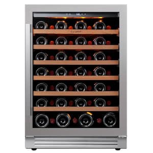 24" Single Zone 54-Bottle Built-In Wine Cooler Refrigerator Fridge Touch Panel Frost Free Dual Layer Tempered Glass Door