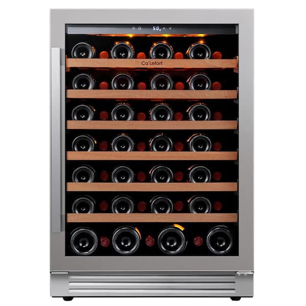 Ca'Lefort 24" Single Zone 54-Bottle Built-In Wine Cooler Refrigerator Fridge Touch Panel Frost Free Dual Layer Tempered Glass Door