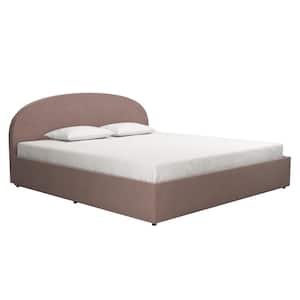 Moon Blush Velvet Upholstered King Size Bed with Storage
