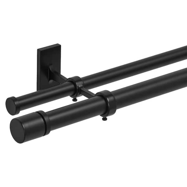 36 in.-72 in. Telescoping 1 in Double Rod Kit in Matte Black with Elevated Cap for Layering