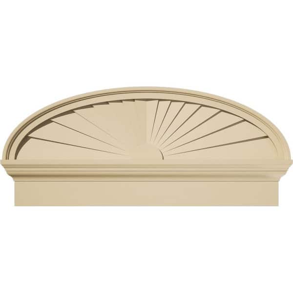 34 in. W x 15-3/8 in. H x 2-3/4 in. P Elliptical Sunburst Signature Urethane Combination Pediment, Primed Tan