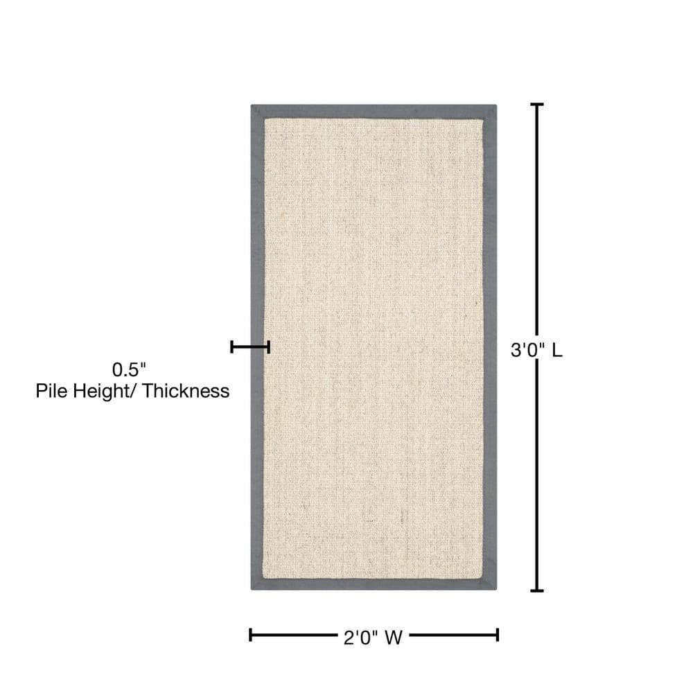 Handmade Gray Cotton Non-Slip Area Rug, 24" x 36"