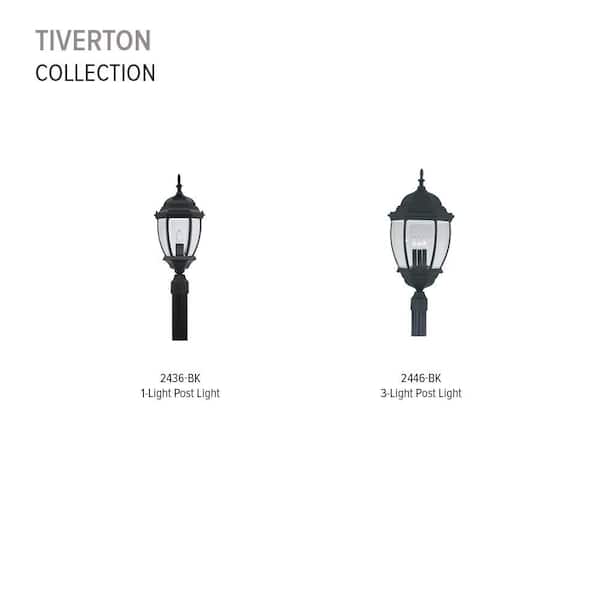 Designers Fountain - Tiverton 3-Light Black Cast Aluminum Line Voltage Hardwired Outdoor Wet-Rated Post Light with No Bulb Included