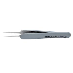 3.75 in. Premium Stainless Steel Precision Tweezers-Needle-Point Tips-ESD Rubber Handles
