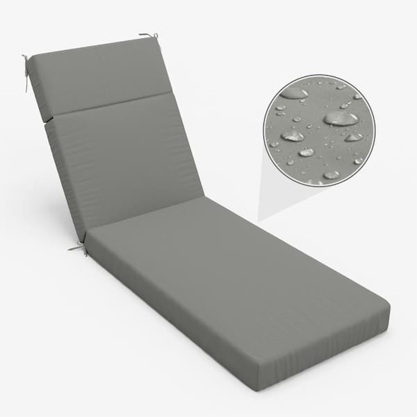 Kimunuk 80 in. x 26 in. x 4 in. Outdoor Water-Resistant Replacement Chaise Lounge Seat Cushion Light Grey