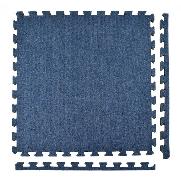 Greatmats Royal Carpet Blue Residential 24 in. x 24 Interlocking Carpet Tile 25 (Tiles/Case) 96.875 sq. ft.