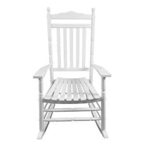 White Solid Wood Outdoor Rocking Chair, Porch Rocker Chair for Balcony, Porch