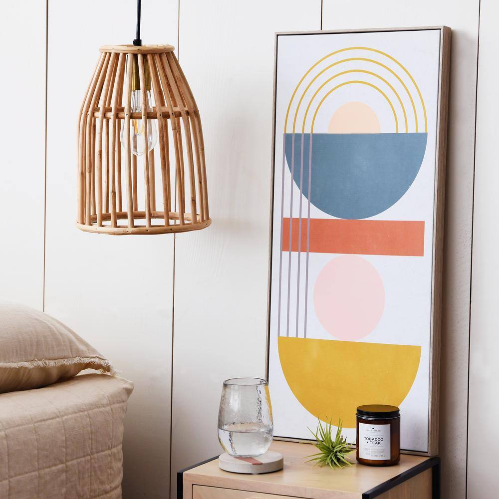 Modern Multicolor Abstract Canvas with Blonde Frame
